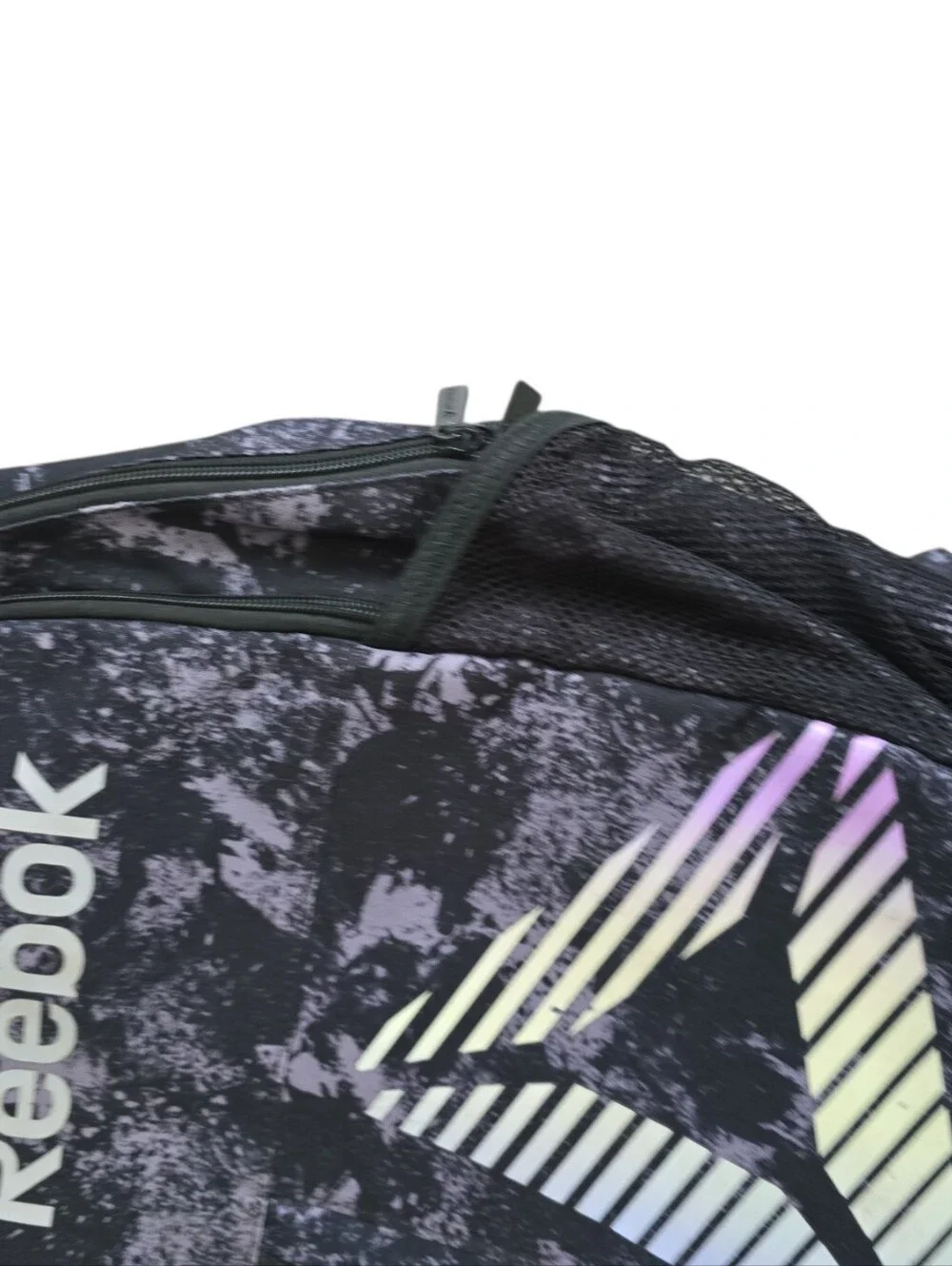 NWOT Reebok Laptop Backpack Black Gray Iridescent Logo School Gym Travel